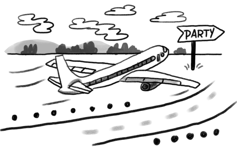 Illustration of an airplane taking off the runway
