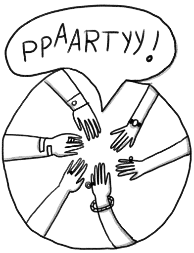 illustration of party group cheer