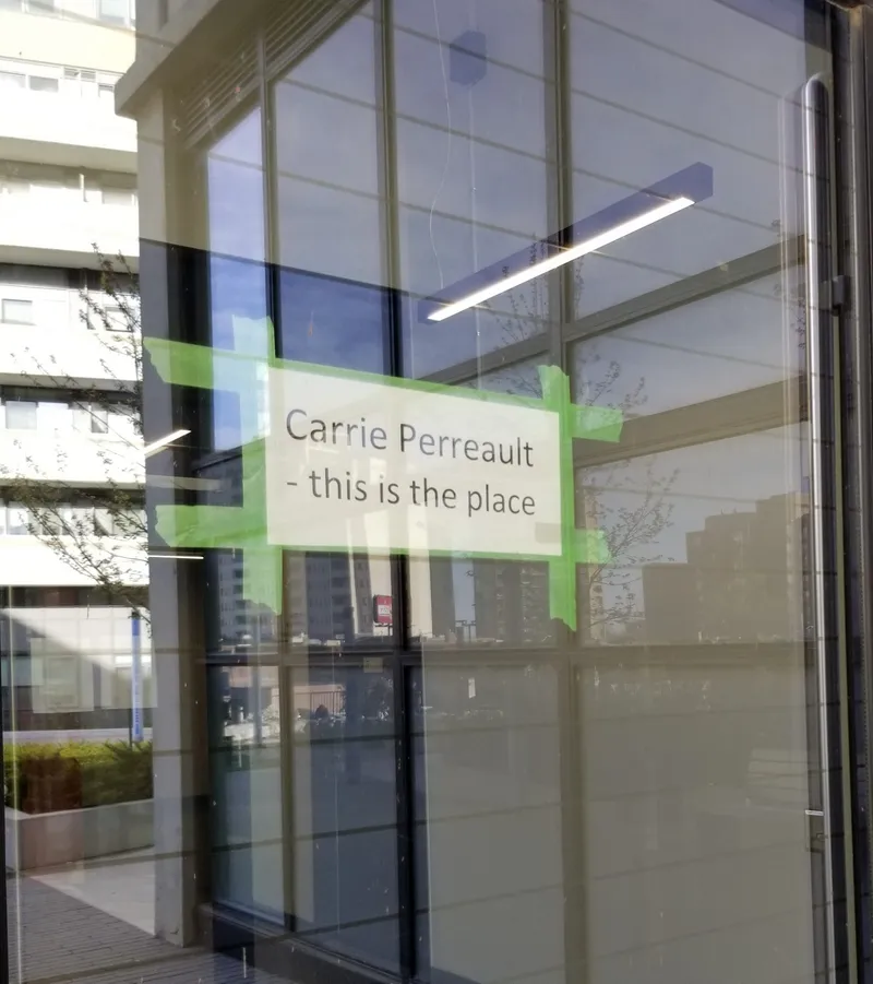 Party sign from Carrie's party saying "this is the place"