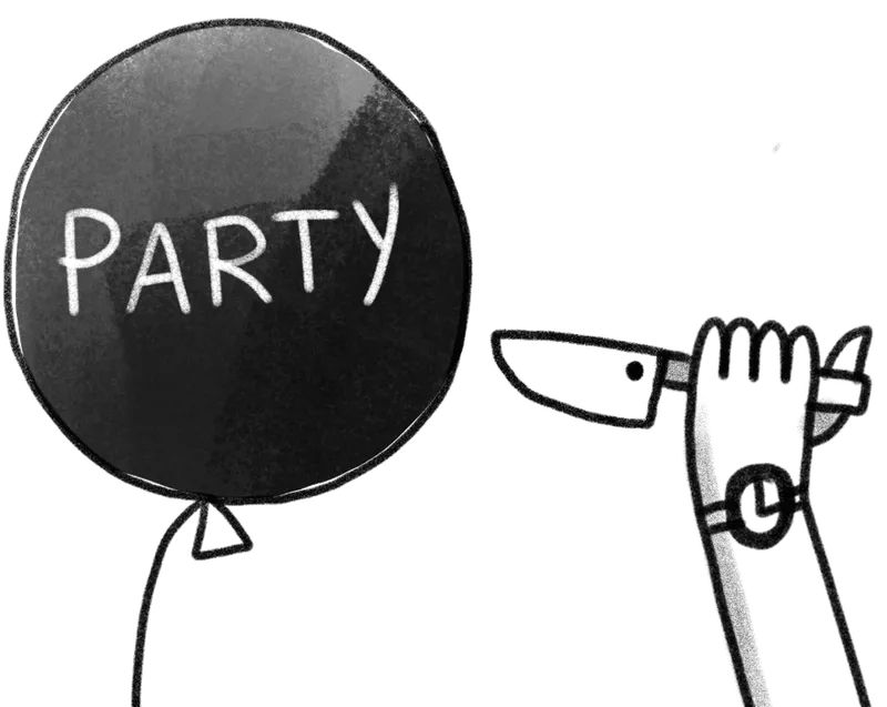 Popping the party balloon.