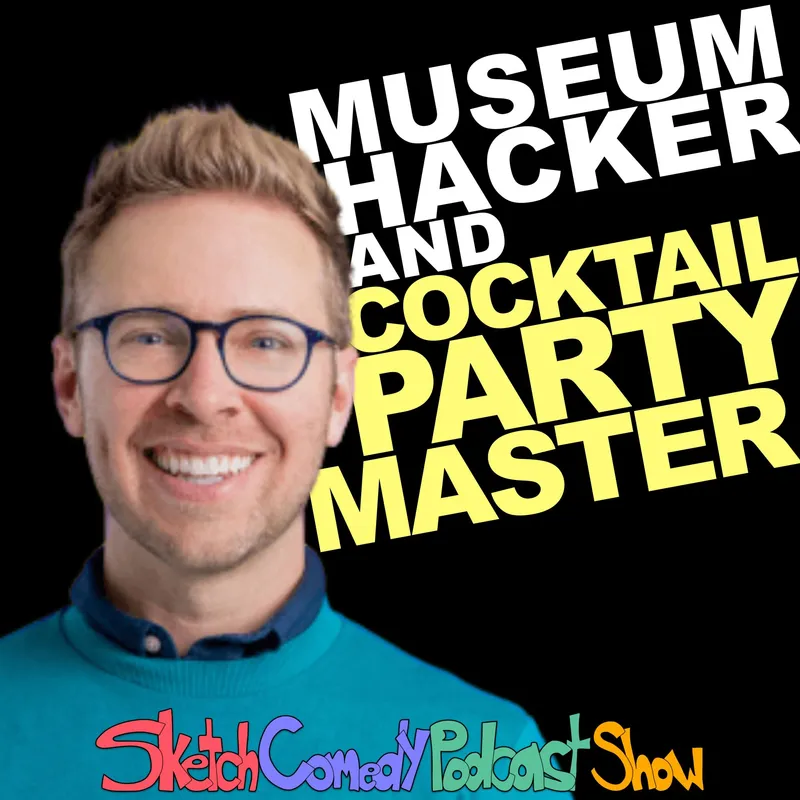 photo of Nick Gray on the left and header that says: Museum Hacker and Cocktail Party Master