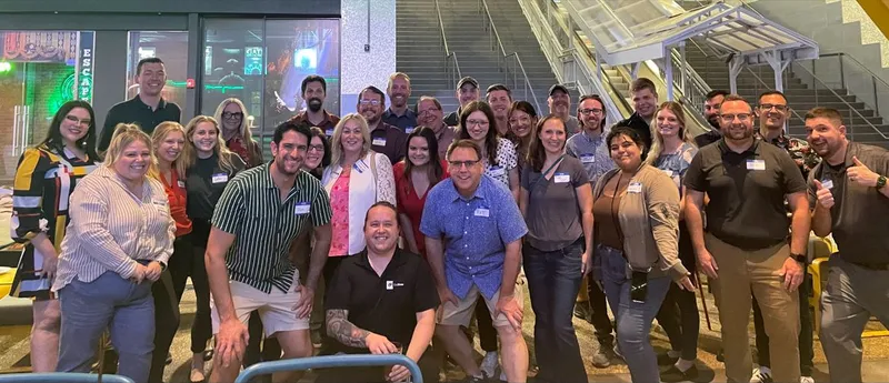 group photo of people with name tags